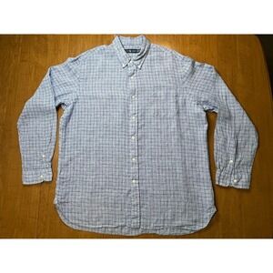 Ralph Lauren Button Down XXL Blue Gingham Check Mens Dress Shirt Long Sleeve